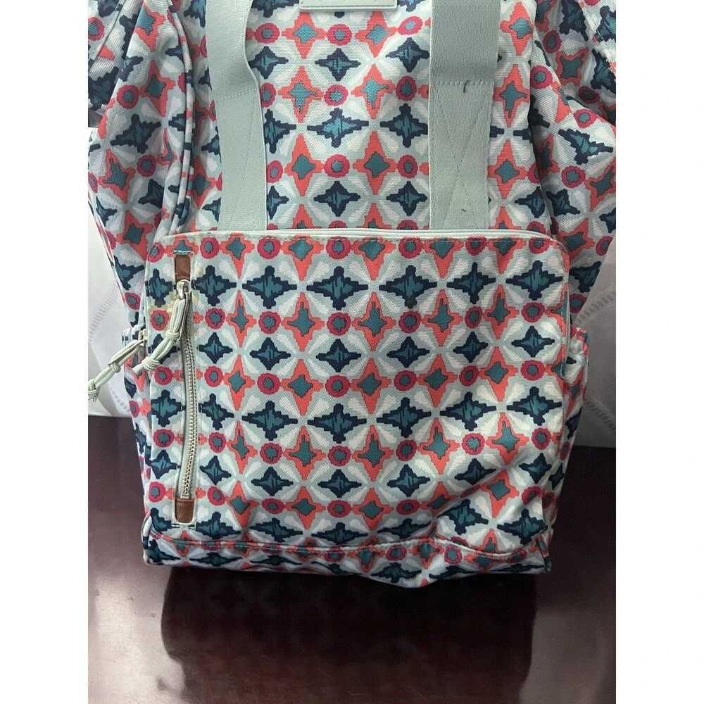 Vera Bradley Lighten Up Frame Backpack Water Geo Pattern Colorful Retired